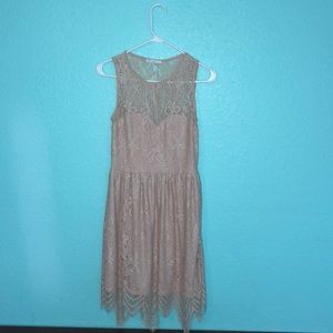 creamy light pink lace dress